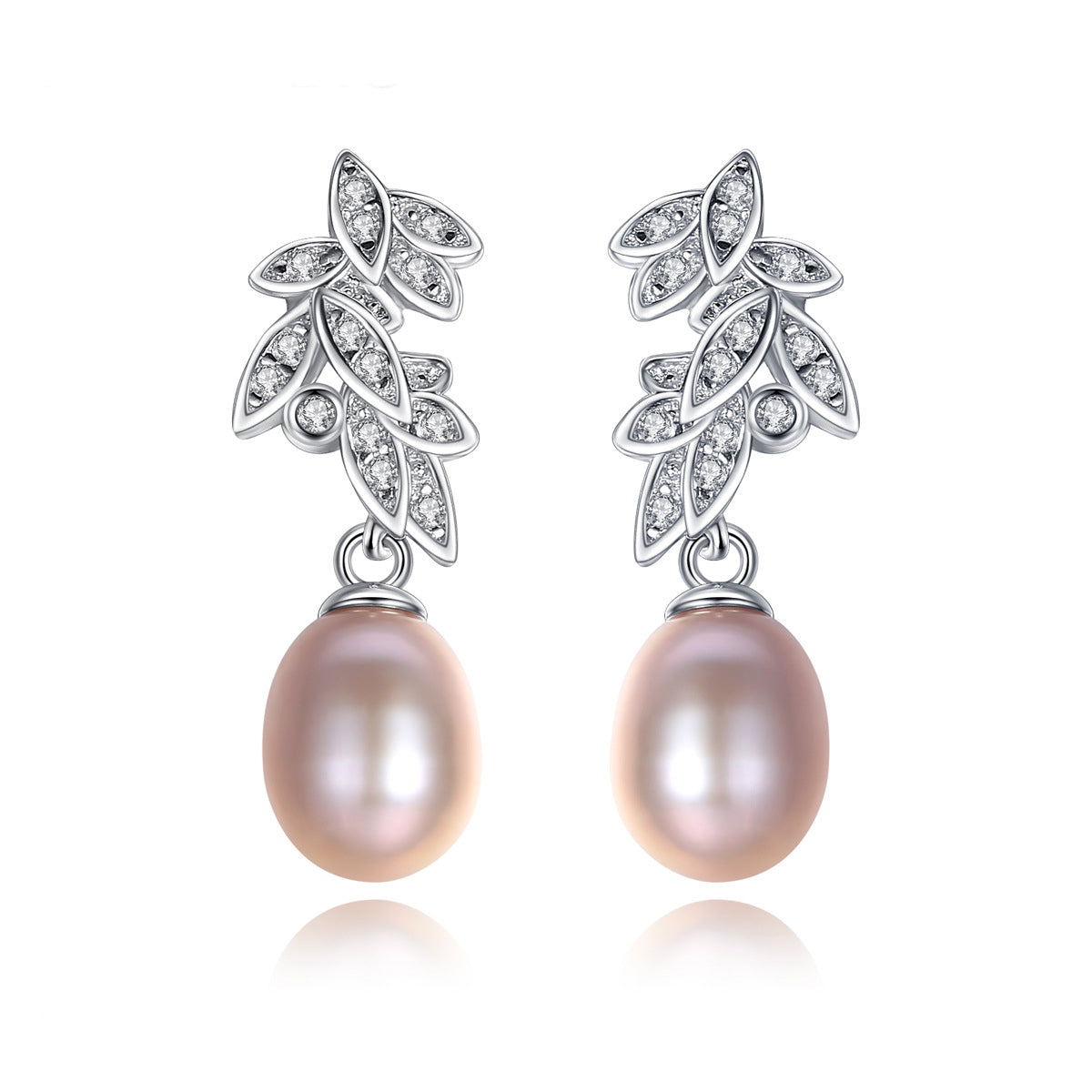 Bohemian Beauty: S925 Silver Feather Pearl Earstuds