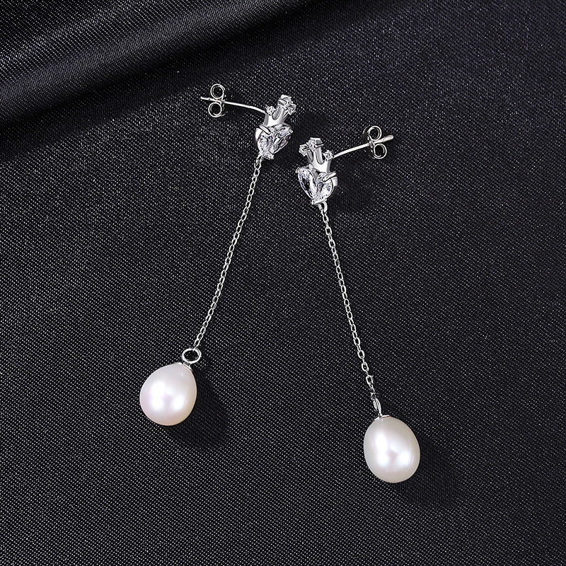 Regal Radiance: Crown Jewel S925 Silver Pearl Earrings