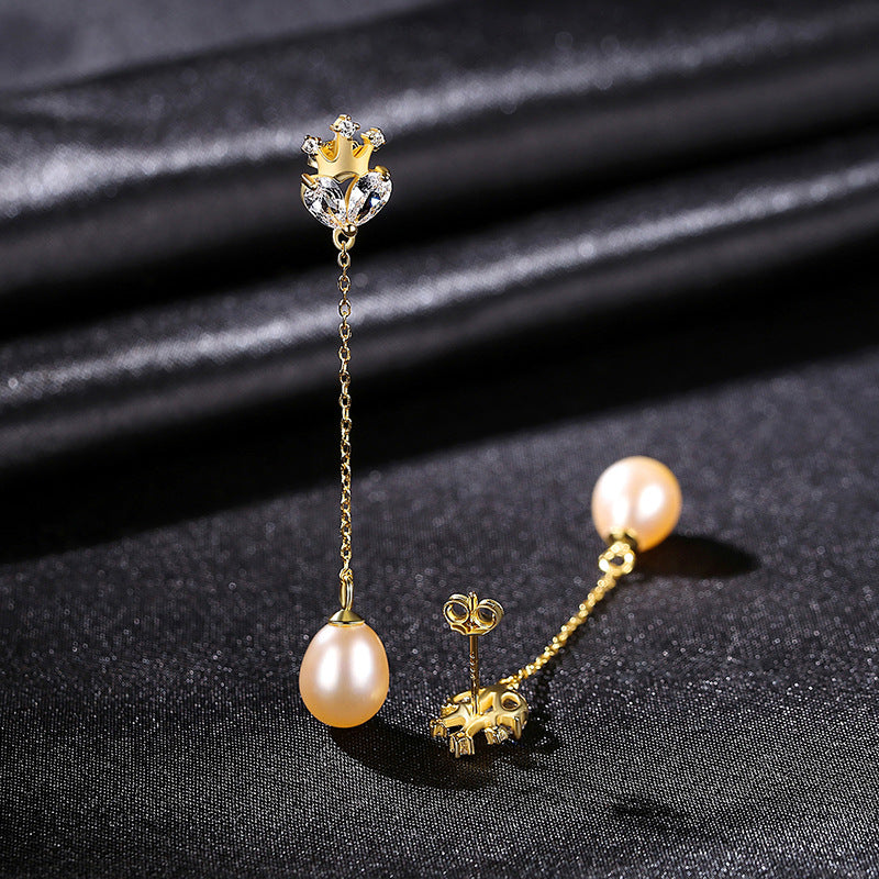 Regal Radiance: Crown Jewel S925 Silver Pearl Earrings