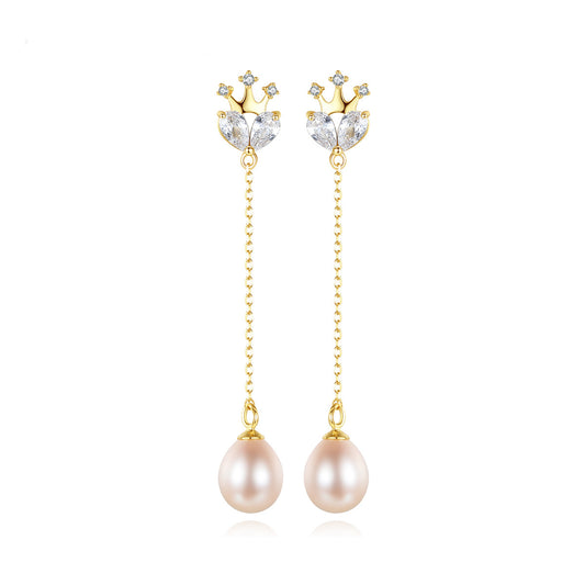 Regal Radiance: Crown Jewel S925 Silver Pearl Earrings