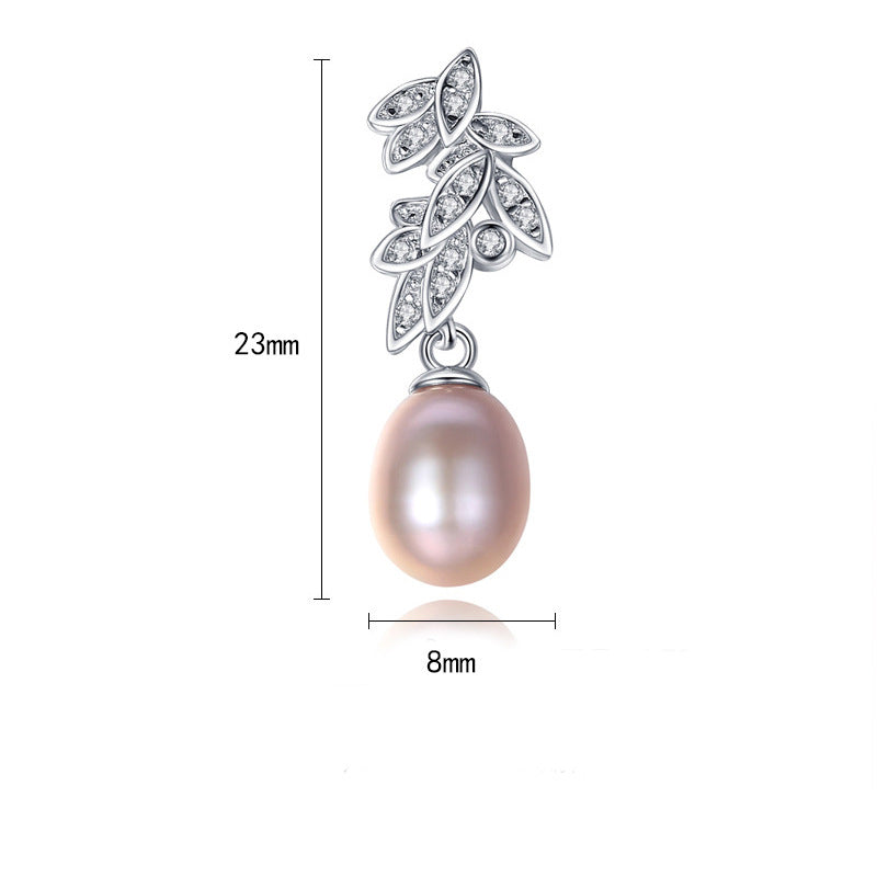 Bohemian Beauty: S925 Silver Feather Pearl Earstuds