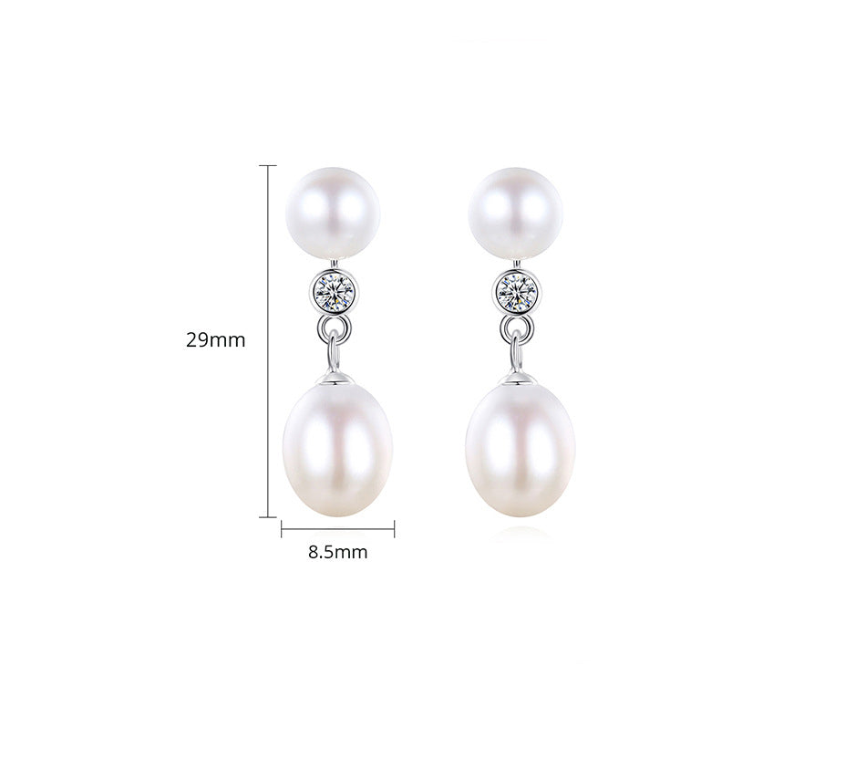 Pearl Harmony: Yin-Yang S925 Silver Stud Earrings