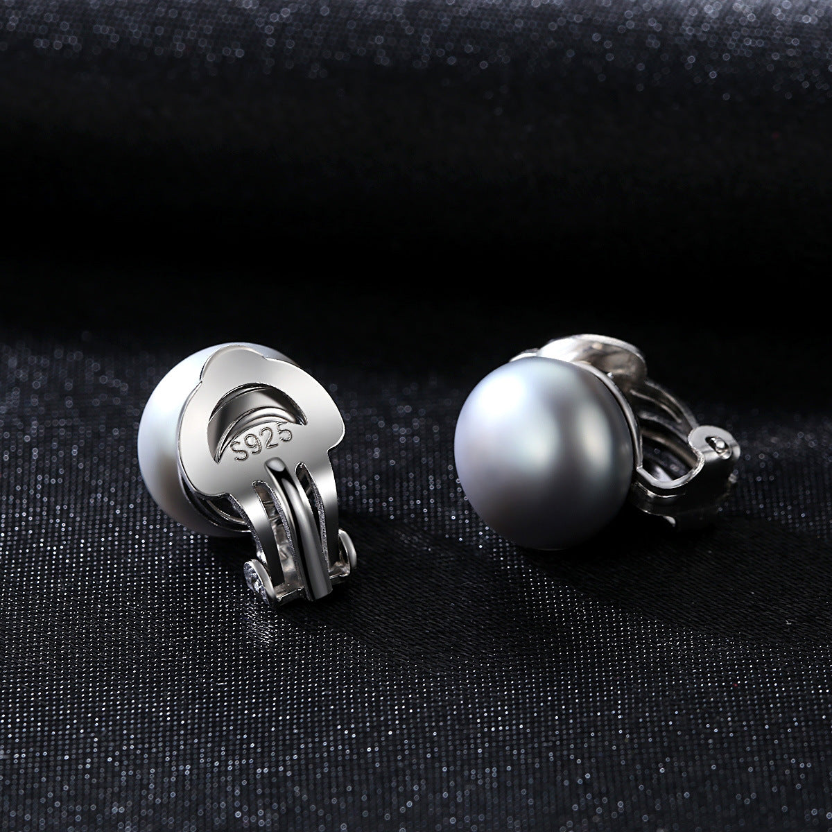 Lunar Whispers: S925 Silver Half-Moon Pearl Earstuds