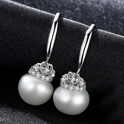 Eternal Love: Heart-Shaped Pearl S925 Silver Earrings