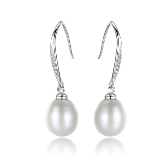 Infinite Style: Endless Hoop Pearl Earrings in Sterling Silver