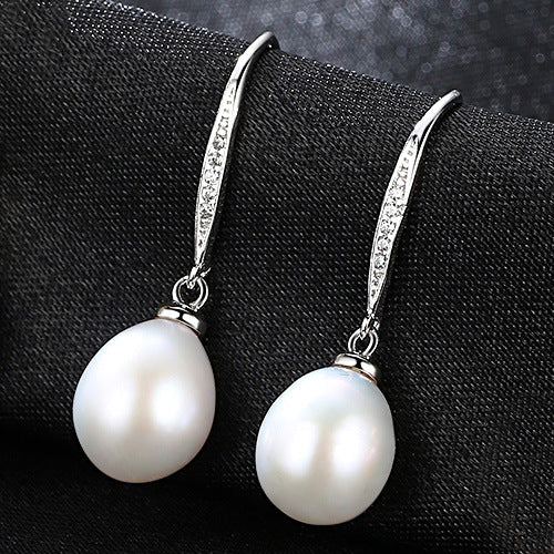 Infinite Style: Endless Hoop Pearl Earrings in Sterling Silver