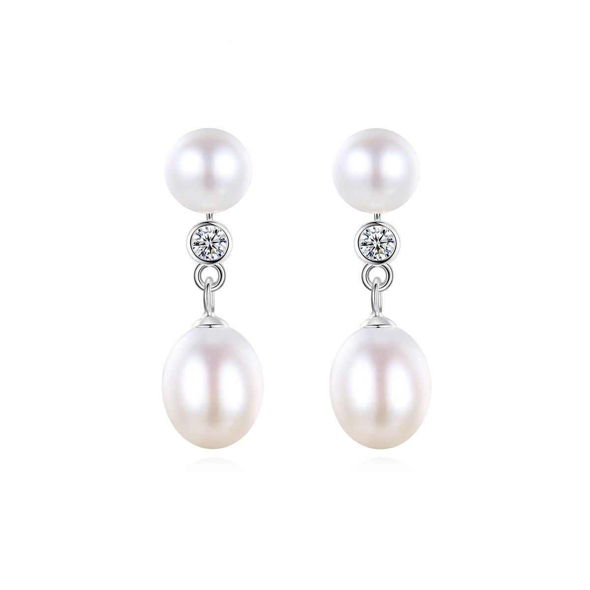 Pearl Harmony: Yin-Yang S925 Silver Stud Earrings