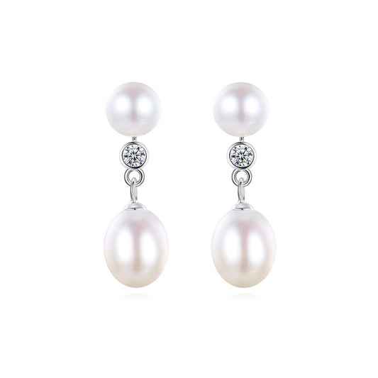 Pearl Harmony: Yin-Yang S925 Silver Stud Earrings